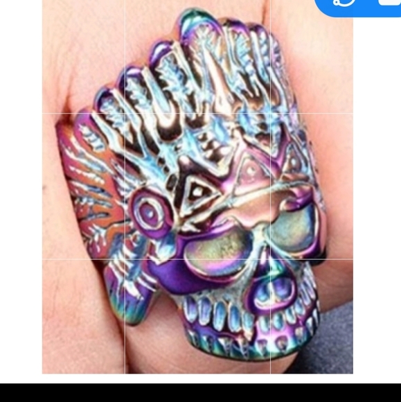 Stainless Steel Indian Chief skull Ring various sizes - Picture 2 of 2